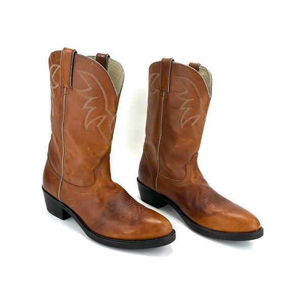 Durango Men Brown Western/Cowboy Boots Size 10.5D Leather Almond Toe Cuban Heel - Picture 2 of 11